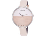 Calvin Klein Rise White Beige Dial Beige Leather Strap Watch for Women - K7A231XH