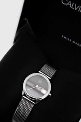 Calvin Klein Minimal Grey Dial Silver Mesh Bracelet Watch for Women - K3M2312X Buy Now By Calvin Klein
