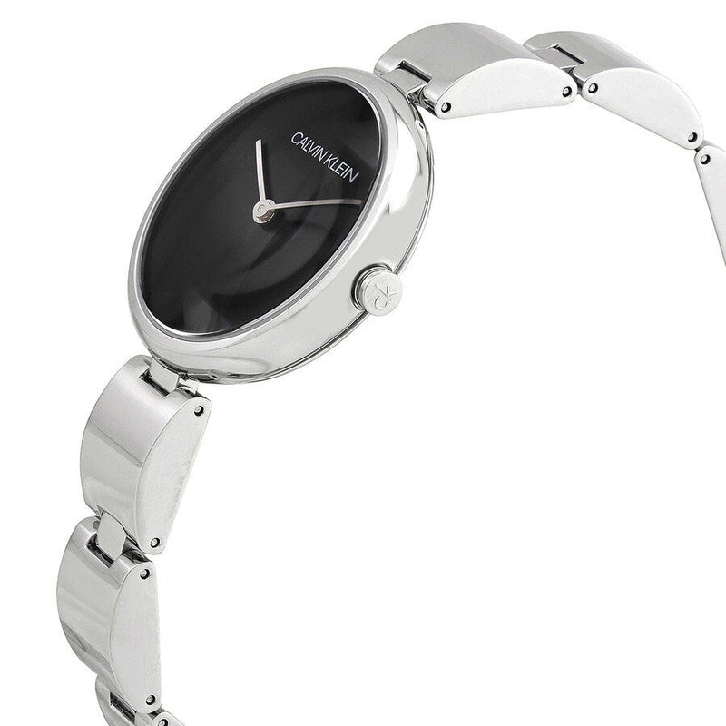 Shop Calvin Klein Wavy Black Dial Silver Steel Strap Watch for Women - K9U23141 in USA