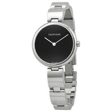 Shop Calvin Klein Wavy Black Dial Silver Steel Strap Watch for Women - K9U23141 in USA