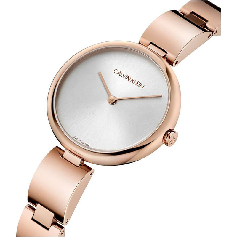 Shop Calvin Klein Wavy White Dial Rose Gold Steel Strap Watch for Women - K9U23646 in USA