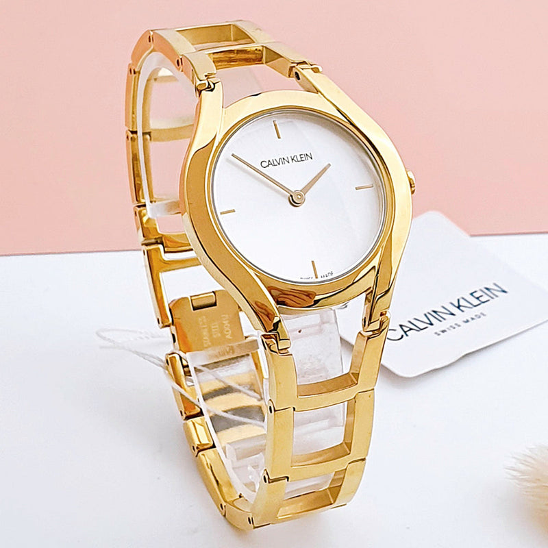 Calvin Klein Class White Dial Gold Steel Strap Watch for Women - K6R23526 Buy Now By Calvin Klein
