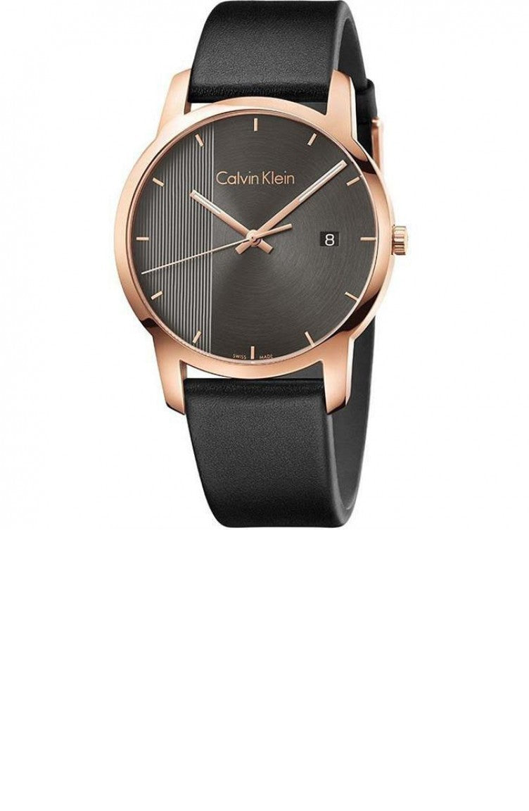 Calvin Klein City Quartz Grey Dial Black Leather Strap Watch for Men - K2G2G6C3 Buy Now By Calvin Klein