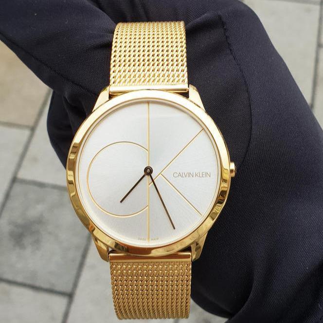 Calvin Klein Minimal White Dial Gold Mesh Bracelet Watch for Men - K3M21526 Buy Now By Calvin Klein