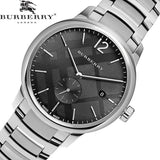 Shop Burberry The Classic Round Black Dial Silver Steel Strap Watch for Men - BU10005 in USA