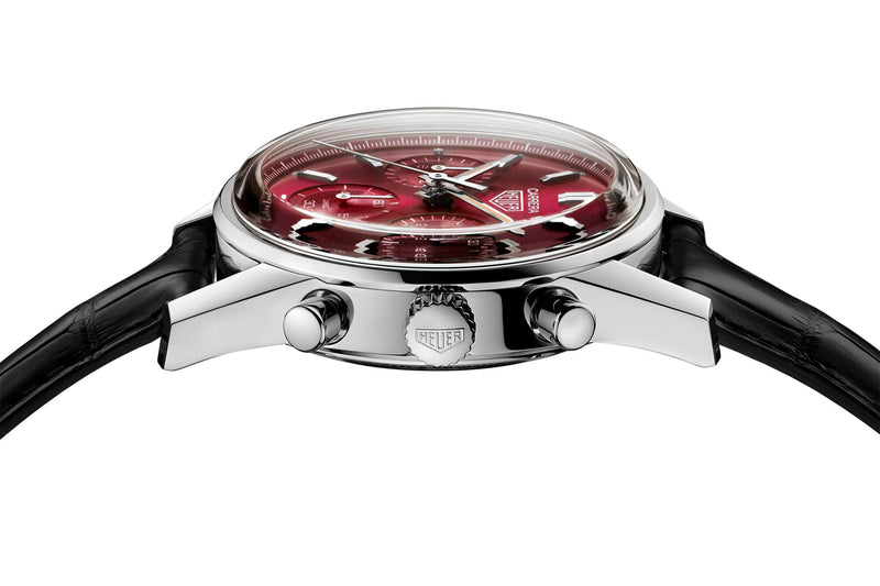 Tag Heuer Carrera Automatic Chronograph Red Dial Black Leather Strap Watch for Men - CBK221G.FC6479 Buy Now By Tag Heuer