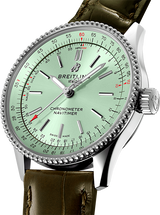 Breitling Navitimer Automatic 35 Green Dial Green Leather Strap Watch for Women - A17395361L1P1
