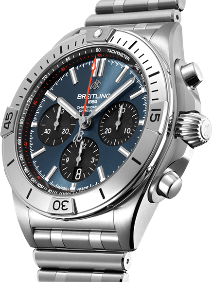 Breitling Chronomat B01 42mm Blue Dial Silver Steel Strap Watch for Men - AB0134101C1A1