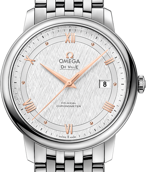 Shop Omega De Ville Prestige Co Axial Silver Dial Silver Steel Strap Watch for Men - 424.10.40.20.02.004 in USA
