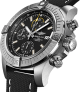Breitling Avenger Chronograph 45mm Black Dial Black Leather Strap Watch for Men - A13317101B1X1