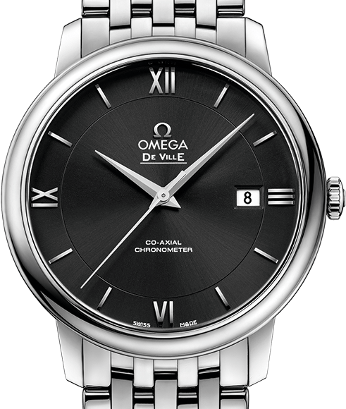 Shop Omega De Ville Prestige Co-Axial Black Dial Silver Steel Strap Watch for Men - 424.10.40.20.01.001 in USA