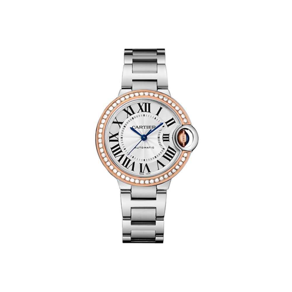 Cartier Ballon Bleu De Cartier Diamonds Silver Dial Silver Steel Strap Watch for Women - WE902080
