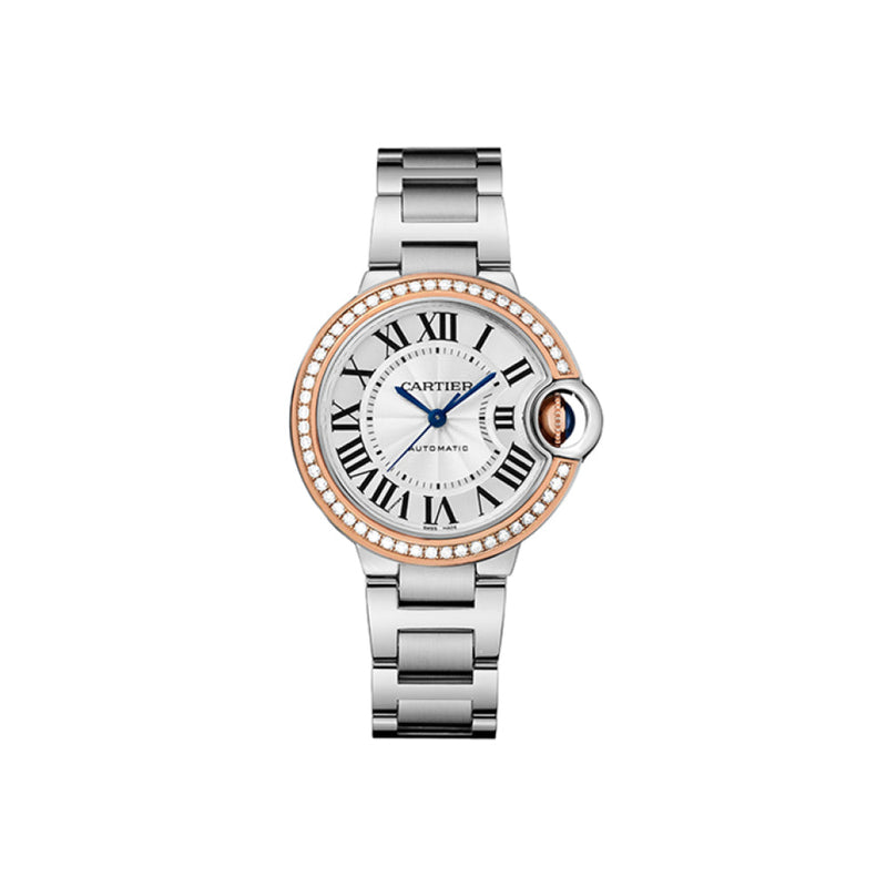 Cartier Ballon Bleu De Cartier Diamonds Silver Dial Silver Steel Strap Watch for Women - WE902080