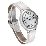 Shop Cartier Ballon Bleu de Cartier Silver Dial White Leather Strap Watch for Women - W6920087 in USA