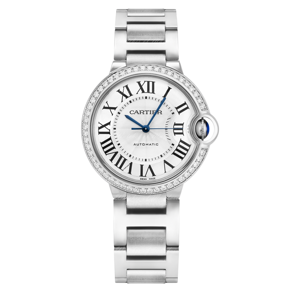 Cartier Ballon Bleu De Cartier Diamonds Silver Dial Silver Steel Strap Watch for Women - W4BB0023
