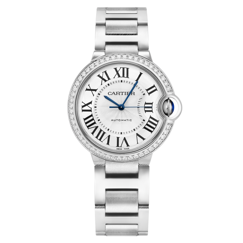 Cartier Ballon Bleu De Cartier Diamonds Silver Dial Silver Steel Strap Watch for Women - W4BB0023