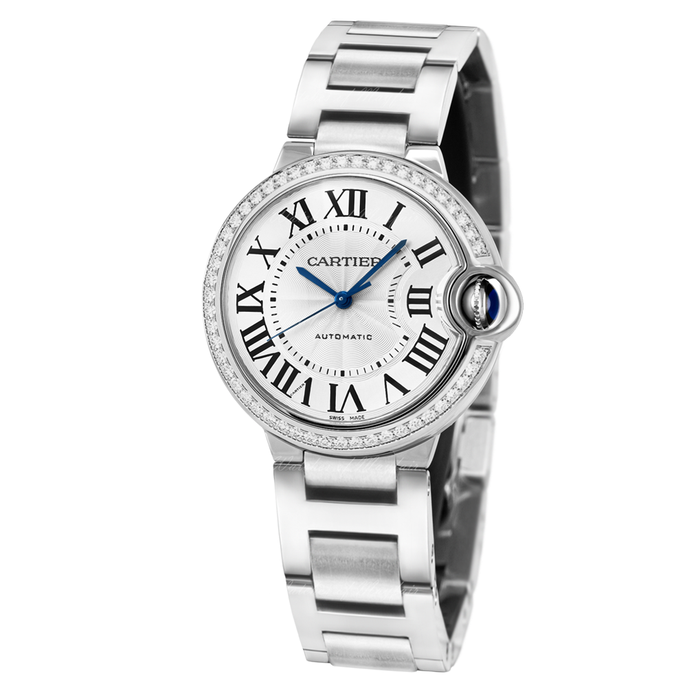 Cartier Ballon Bleu De Cartier Diamonds Silver Dial Silver Steel Strap Watch for Women - W4BB0023
