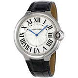 Shop Cartier Ballon Bleu Silver Dial Black Leather Strap Watch for Women - W69018Z4 in USA