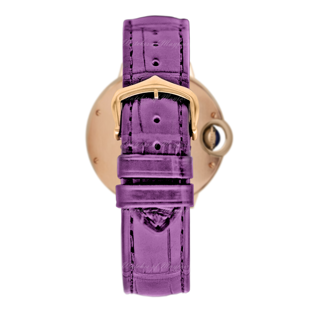 Cartier Ballon Bleu De Cartier Diamonds Silver Dial Pink Leather Strap Watch for Women - WJBB0010