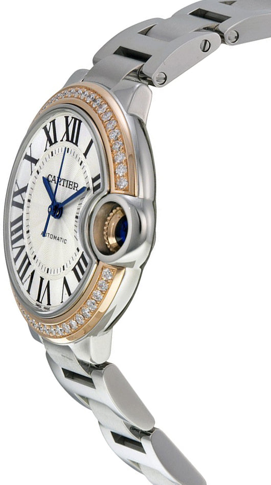 Cartier Ballon Bleu De Cartier Diamonds Silver Dial Silver Steel Strap Watch for Women - WE902080