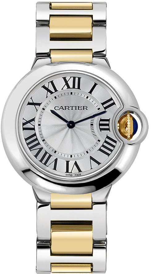 Cartier Ballon Bleu Silver Dial Two Tone Steel Strap Watch for Unisex Watch - W69008Z3