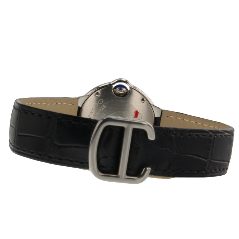 Shop Cartier Ballon Bleu Silver Dial Black Leather Strap Watch for Women - W69018Z4 in USA