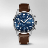 Shop IWC Pilot’s Watch Chronograph Edition “Le Petit Prince” Blue Dial Brown Leather Strap Watch for Men - IW377714 in USA