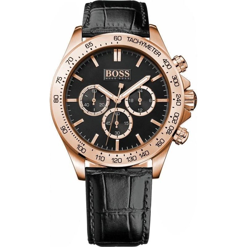 Hugo Boss Ikon Black Dial Black Leather Strap Watch for Men - 1513179 Buy Now By Hugo Boss
