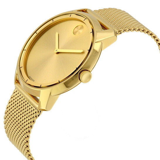 Shop Movado Bold Gold Dial Gold Mesh Bracelet Watch For Men - 3600373 in USA