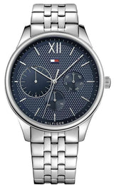 Shop Tommy Hilfiger Damon Chronograph Blue Dial Silver Steel Strap Watch for Men - 1791416 in USA