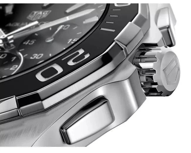 Tag Heuer Aquaracer Quartz Chronograph Black Dial Silver Steel Strap Watch for Men - CAY111A.BA0927 Buy Now By Tag Heuer