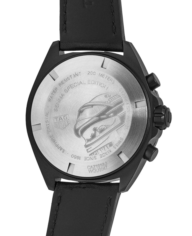 Tag Heuer Formula 1 Chronograph Senna Black Dial Black Leather Strap Watch for Men - CAZ101AJ.FC6487 Buy Now By Tag Heuer