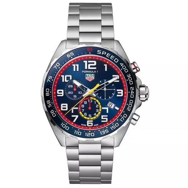 Shop Tag Heuer Formula 1 x Red Bull Racing Chronograph Blue Dial Silver Steel Strap Watch for Men - CAZ101AL.BA0842 in USA
