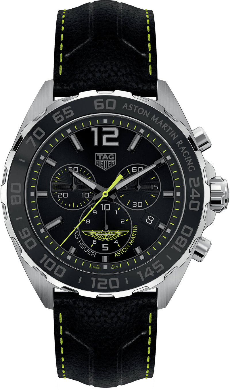 Tag Heuer Formula 1 Aston Martin Black Dial Black Leather Strap Watch for Men - CAZ101P.FC8245 Buy Now By Tag Heuer