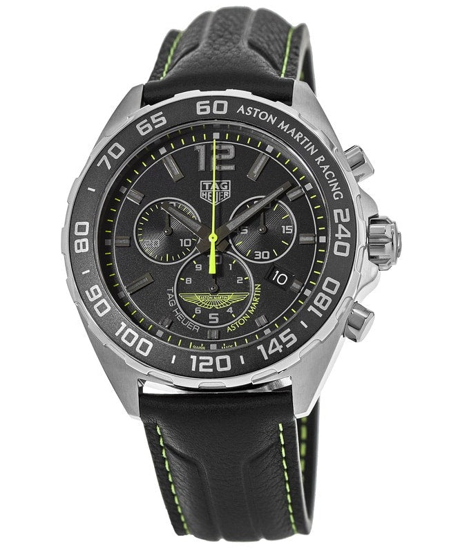 Tag Heuer Formula 1 Aston Martin Black Dial Black Leather Strap Watch for Men - CAZ101P.FC8245 Buy Now By Tag Heuer
