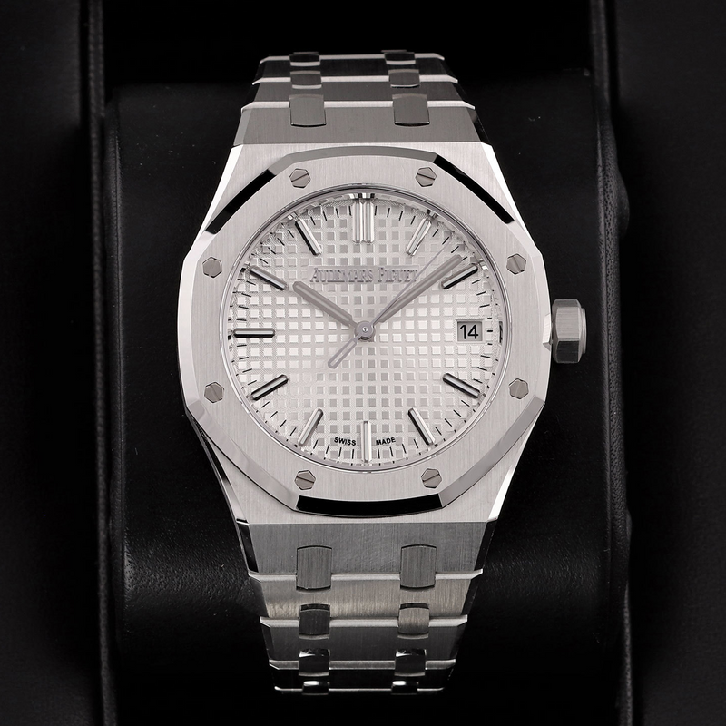 Audemars Piguet Royal Oak 50th Anniversary White Dial Silver Steel Strap Watch for Men - 15550ST.OO.1356ST.01