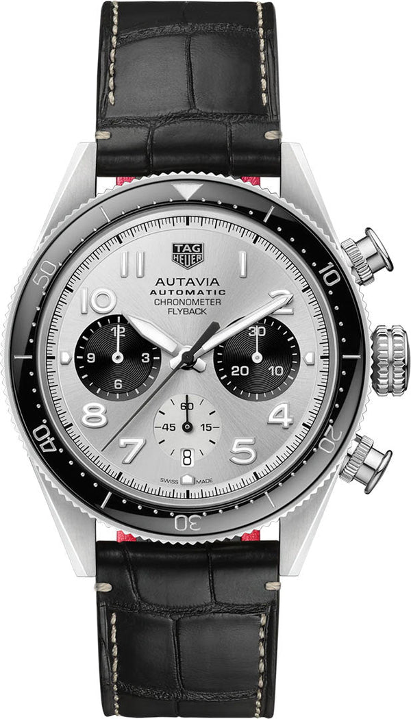 Tag Heuer Autavia Chronometer Flyback Chronograph Silver Dial Black Leather Strap Watch for Men - CBE511B.FC8279 Buy Now By Tag Heuer