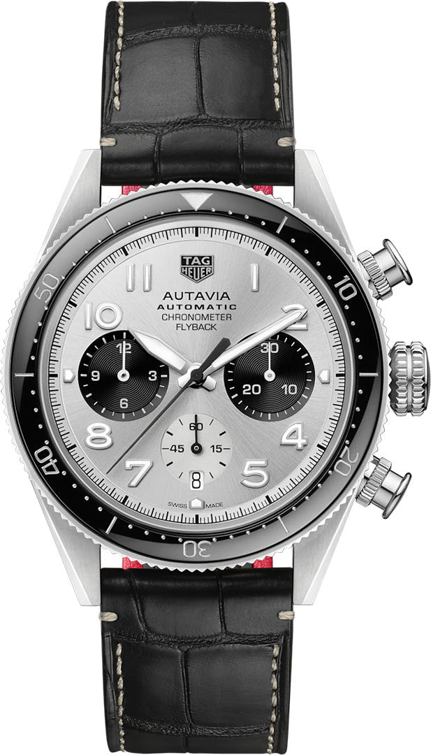 Tag Heuer Autavia Chronometer Flyback Chronograph Silver Dial Black Leather Strap Watch for Men - CBE511B.FC8279 Buy Now By Tag Heuer