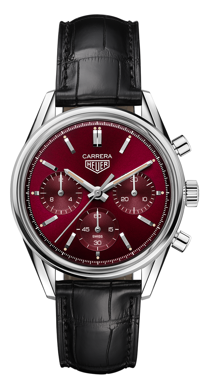 Tag Heuer Carrera Automatic Chronograph Red Dial Black Leather Strap Watch for Men - CBK221G.FC6479 Buy Now By Tag Heuer