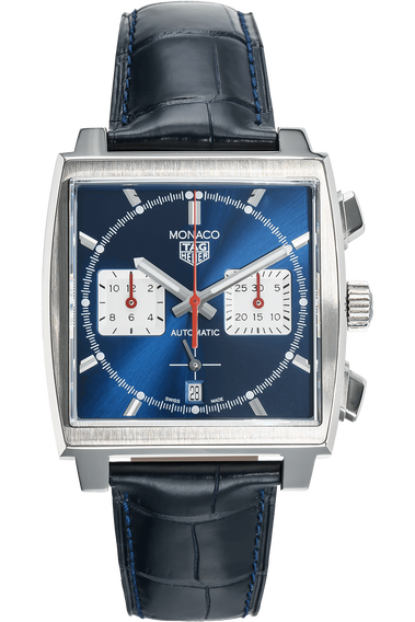 Tag Heuer Monaco Automatic Chronograph Blue Dial Blue Leather Strap Watch for Men - CBL2111.FC6453 Buy Now By Tag Heuer