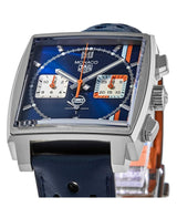 Tag Heuer Monaco Gulf Automatic Chronograph Blue Dial Blue Leather Strap Watch for Men - CBL2115.FC6494 Buy Now By Tag Heuer