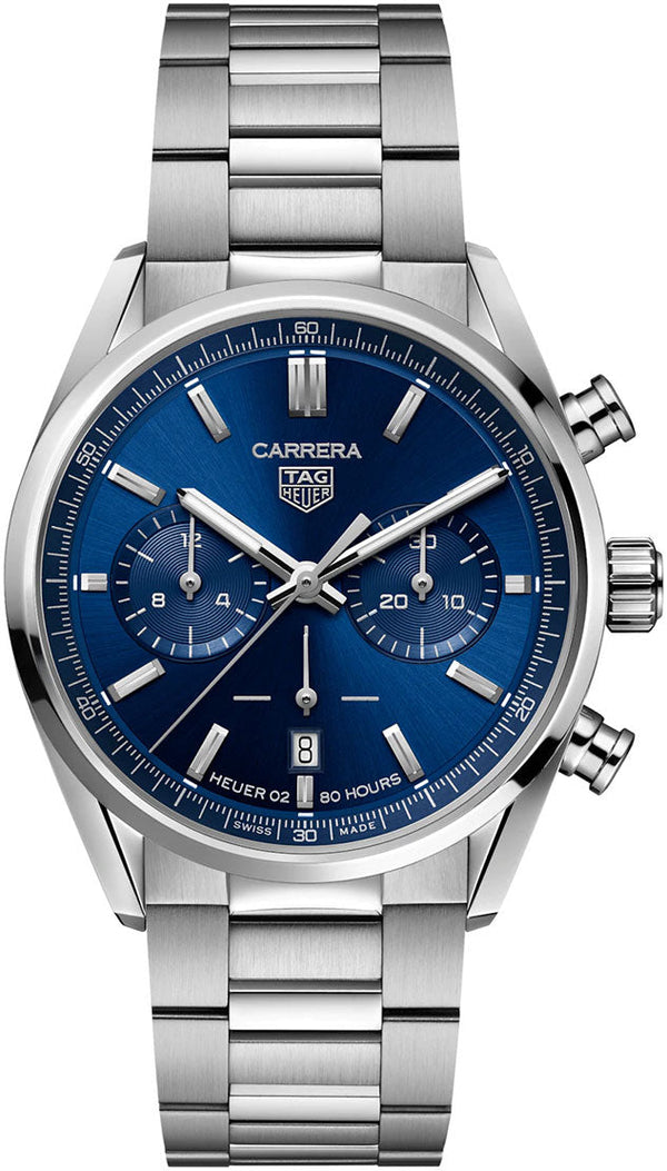 Tag Heuer Carrera Chronograph Blue Dial Silver Steel Strap Watch for Men - CBN2011.BA0642 Buy Now By Tag Heuer