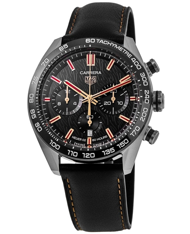 Tag Heuer Carrera Year of The Rabbit Automatic Chronograph Black Dial Black Leather Strap Watch for Men - CBN2A1L.FC6521 Buy Now By Tag Heuer