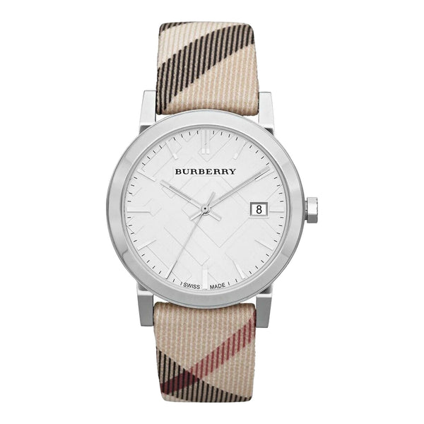 Burberry The City Nova Silver Dial White Leather Strap Watch for Women - BU9022 Buy Now By Burberry