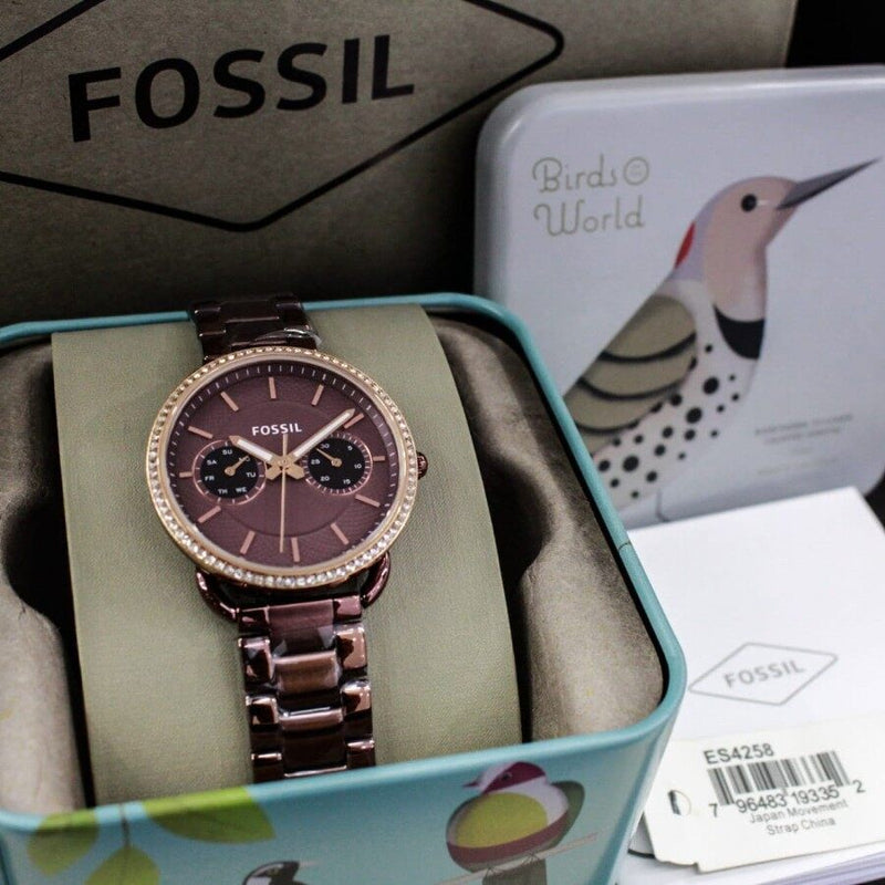 Fossil Tailor Analog Brown Dial Brown Steel Strap Watch for Women - ES4258 Buy Now By Fossil