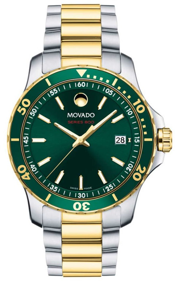 Shop Movado Series 800 Green Dial Two Tone Steel Strap Watch for Men - 2600147 in USA