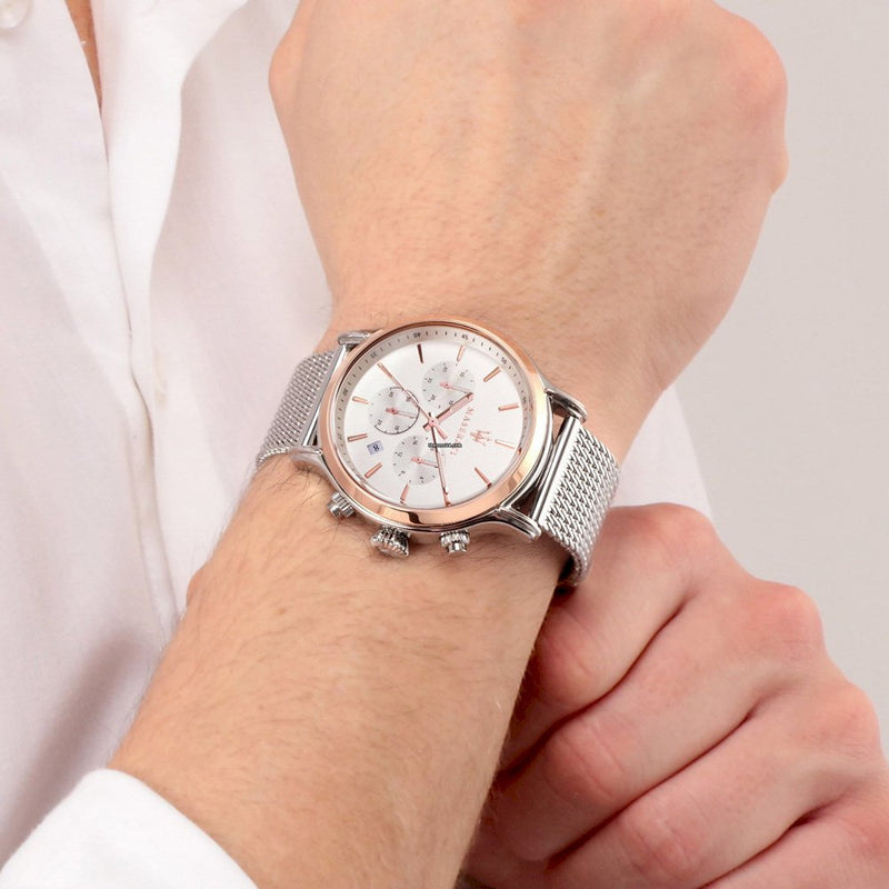 Maserati Epoca White Dial Chronograph Silver Mesh Bracelet Watch For Men - R8873618009 Buy Now By Maserati