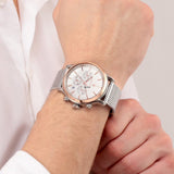 Maserati Epoca White Dial Chronograph Silver Mesh Bracelet Watch For Men - R8873618009