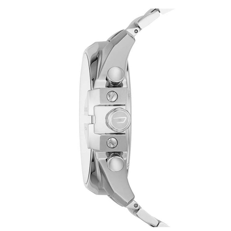 Diesel Mega Chief Chronograph White Dial Silver Steel Strap Watch For Men - DZ4477 Buy Now By Diesel