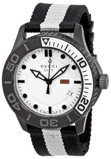 Gucci G Timeless XL White Dial Two Tone NATO Strap Watch For Men - YA126243 Buy Now By Gucci